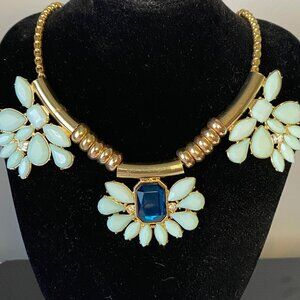 Statement Necklace With Blue & Mint Green beads By New York & Co. NWT